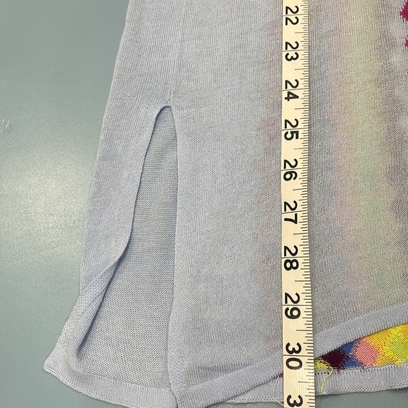 Knit Argyle Pattern Light Blue Tunic Top/Mini Dress Dolman Sleeves Small - Picture 13 of 14